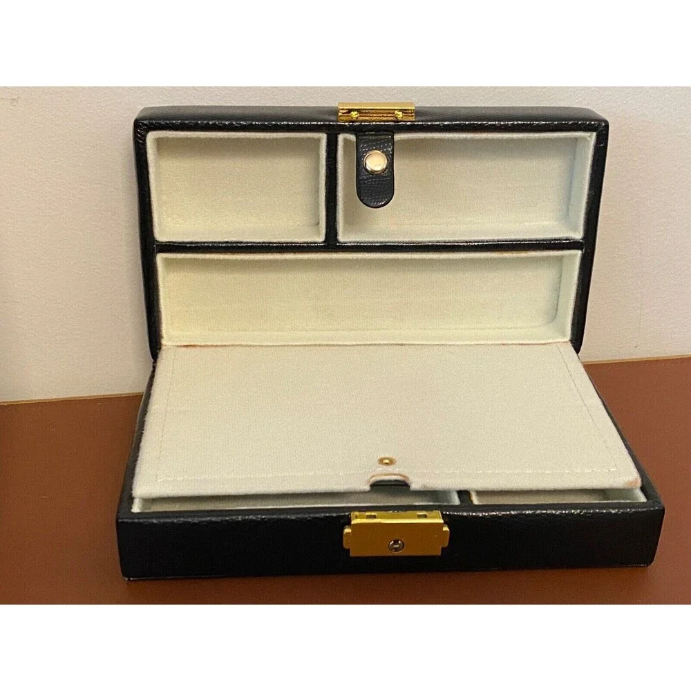 Vtg Floral Needlepoint Locking JEWELRY BOX Hand Stitched Black Zebra Small Lined